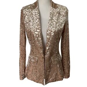 525 America Gold Shiny Textured Animal Print Blazer SZ: XS